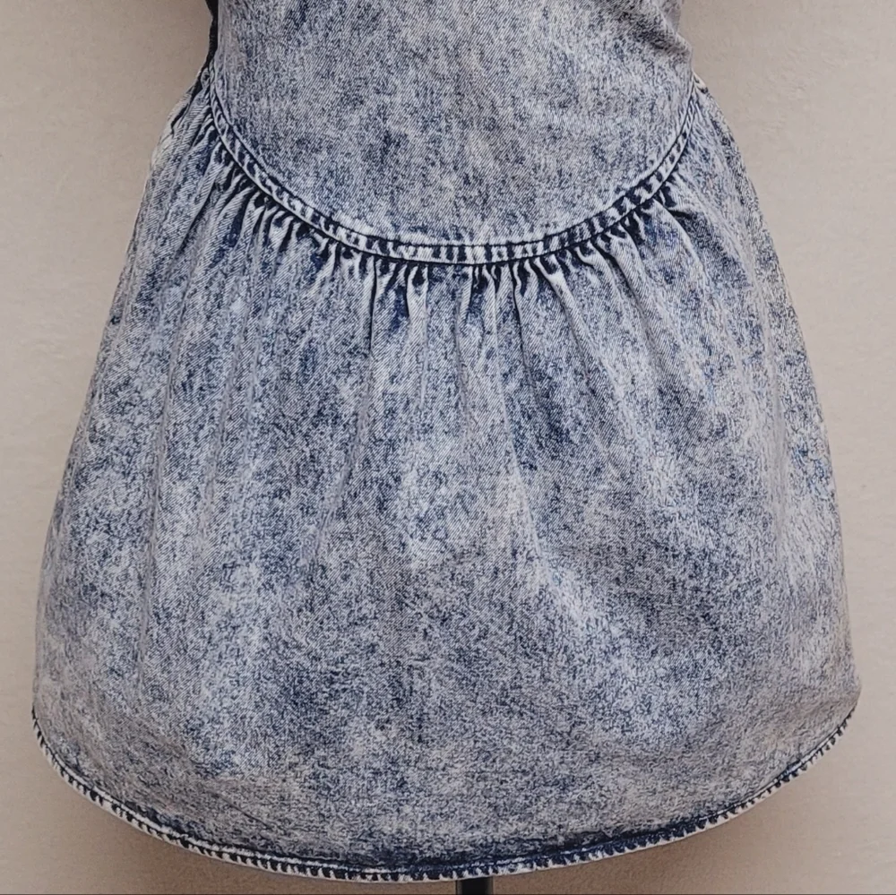 80s Vintage Amy Too Byer California Acid Wash Cotton Lace-up Mini Skater Dress S - Picture 14 of 16